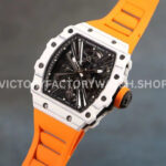 RM Factory Richard Mille RM 12-01 39mm White Carbon Fiber Orange Rubber Strap Skeletonized Black Dial