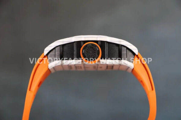 RM Factory Richard Mille RM 12-01 39mm White Carbon Fiber Orange Rubber Strap Skeletonized Black Dial