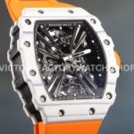 RM Factory Richard Mille RM 12-01 39mm White Carbon Fiber Orange Rubber Strap Skeletonized Black Dial