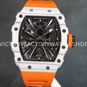 RM Factory Richard Mille RM 12-01 white carbon fiber orange rubber strap black skeletonized dial
