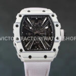 RM Factory Richard Mille RM 12-01 39mm White Carbon Fiber White Canvas Strap Skeletonized Black D (5) RM Factory Richard Mille RM 12-01 white carbon fiber white canvas strap black skeletonized dial