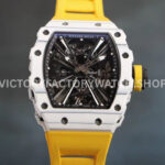 RM Factory Richard Mille RM 12-01 39mm White Carbon Fiber Yellow Rubber Strap Skeletonized Black (4) RM Factory Richard Mille RM 12-01 39mm White Carbon Fiber Yellow Rubber Strap Skeletonized Black Dial