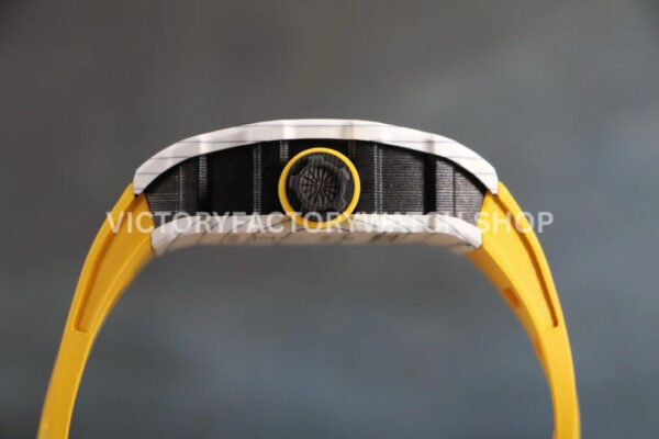 RM Factory Richard Mille RM 12-01 39mm White Carbon Fiber Yellow Rubber Strap Skeletonized Black (5) RM Factory Richard Mille RM 12-01 39mm White Carbon Fiber Yellow Rubber Strap Skeletonized Black Dial