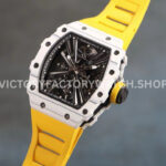 RM Factory Richard Mille RM 12-01 39mm White Carbon Fiber Yellow Rubber Strap Skeletonized Black (6) RM Factory Richard Mille RM 12-01 39mm White Carbon Fiber Yellow Rubber Strap Skeletonized Black Dial