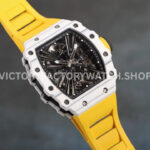 RM Factory Richard Mille RM 12-01 39mm White Carbon Fiber Yellow Rubber Strap Skeletonized Black Dial (1) RM Factory Richard Mille RM 12-01 39mm White Carbon Fiber Yellow Rubber Strap Skeletonized Black Dial