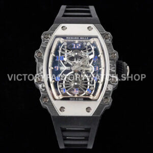 RM Factory Richard Mille RM 21-01 43mm titanium carbon fiber black rubber strap Arabic numerals skeletonized white dial