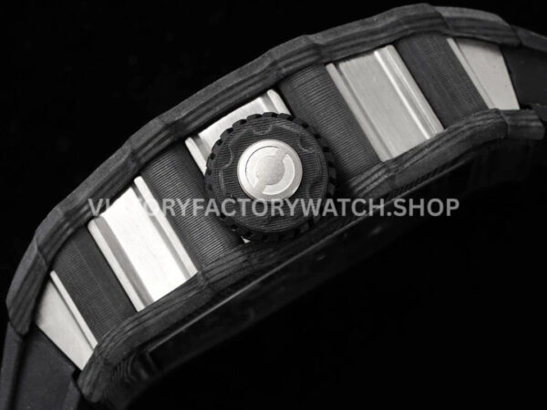 RM Factory Richard Mille RM 21-01 43mm Titanium Carbon Fiber Black Rubber Strap Arabic numerals Skeletonized White Dial