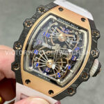 RM Factory Richard Mille RM 21-01 43mm Titanium Carbon Fiber White Rubber Strap Arabic numerals Skeletonized Silver Dial