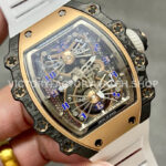 RM Factory Richard Mille RM 21-01 43mm Titanium Carbon Fiber White Rubber Strap Arabic numerals Skeletonized Silver Dial