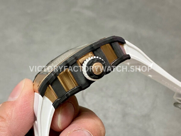 RM Factory Richard Mille RM 21-01 43mm Titanium Carbon Fiber White Rubber Strap Arabic numerals Skeletonized Silver Dial