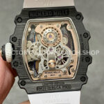 RM Factory Richard Mille RM 21-01 43mm Titanium Carbon Fiber White Rubber Strap Arabic numerals Skeletonized Silver Dial