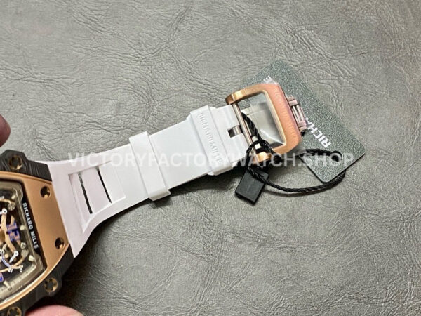 RM Factory Richard Mille RM 21-01 43mm Titanium Carbon Fiber White Rubber Strap Arabic numerals Skeletonized Silver Dial
