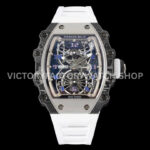 RM Factory Richard Mille RM 21-01 43mm titanium carbon fiber white rubber strap Arabic numerals skeletonized white dial