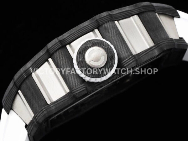 RM Factory Richard Mille RM 21-01 43mm Titanium Carbon Fiber White Rubber Strap Arabic numerals Skeletonized White Dial