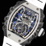 RM Factory Richard Mille RM 21-01 43mm Titanium Carbon Fiber White Rubber Strap Arabic numerals Skeletonized White Dial