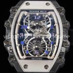 RM Factory Richard Mille RM 21-01 43mm Titanium Carbon Fiber White Rubber Strap Arabic numerals Skeletonized White Dial