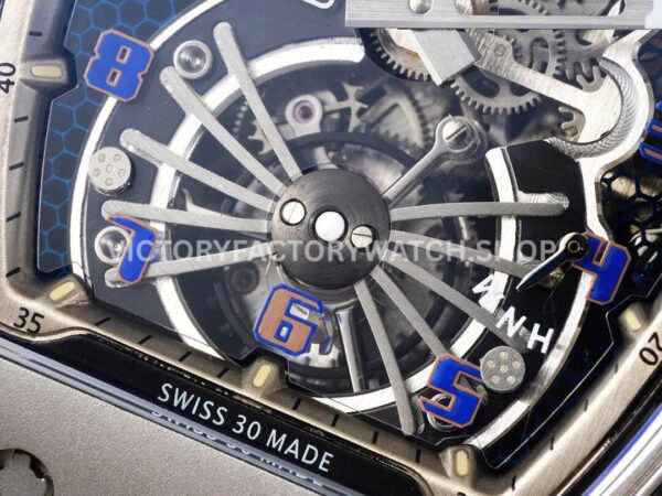 RM Factory Richard Mille RM 21-01 43mm Titanium Carbon Fiber White Rubber Strap Arabic numerals Skeletonized White Dial