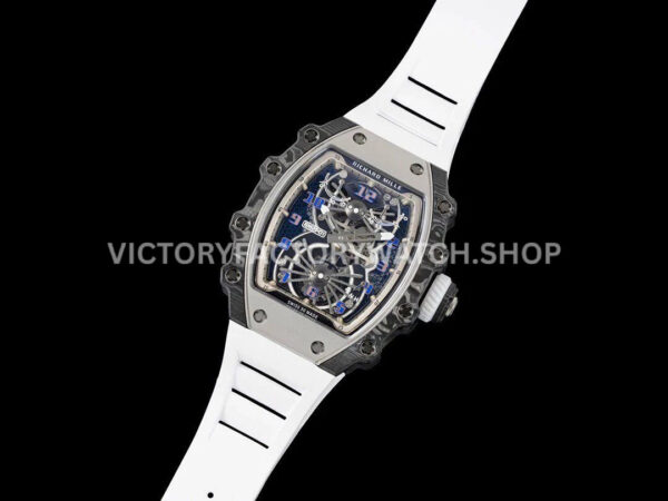 RM Factory Richard Mille RM 21-01 43mm Titanium Carbon Fiber White Rubber Strap Arabic numerals Skeletonized White Dial