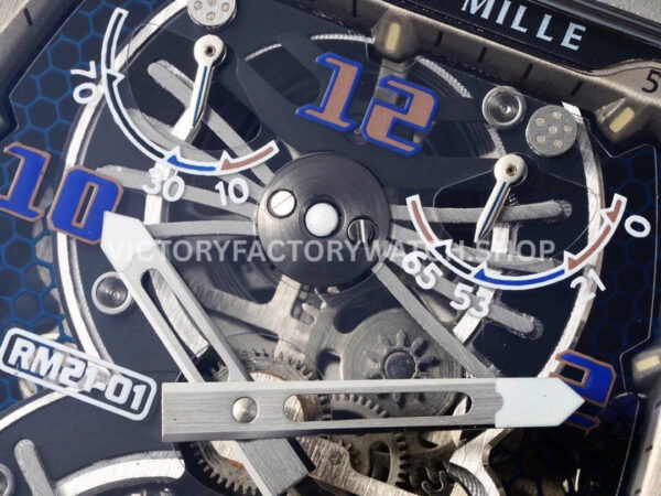 RM Factory Richard Mille RM 21-01 43mm Titanium Carbon Fiber White Rubber Strap Arabic numerals Skeletonized White Dial