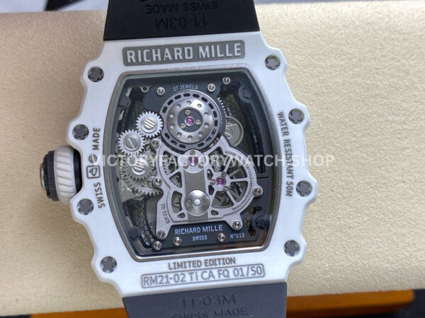 RM Factory Richard Mille RM 21-02 43mm Titanium Black Rubber Strap Tourbillon Skeleton Dial (1) RM Factory Richard Mille RM 21-02 43mm Titanium Black Rubber Strap Tourbillon Skeleton Dial