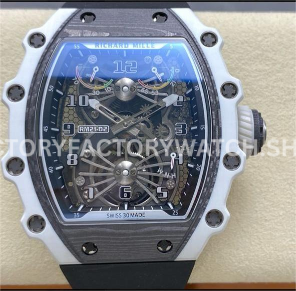 RM Factory Richard Mille RM 21-02 43mm Titanium Black Rubber Strap Tourbillon Skeleton Dial ( (5) RM Factory Richard Mille RM 21-02 43mm titanium black rubber strap tourbillon skeleton dial