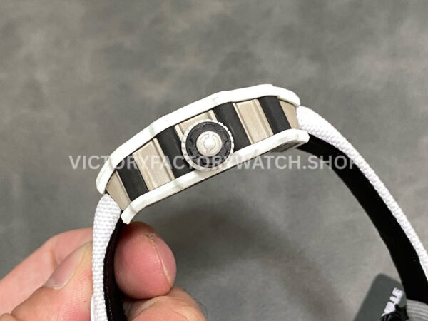RM Factory Richard Mille RM 21-02 Tourbillon 43mm White Ceramics Canvas Strap Arabic numerals Skeletonized Black Dial