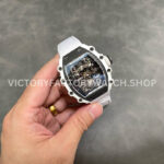 RM Factory Richard Mille RM 21-02 Tourbillon 43mm White Ceramics Canvas Strap Arabic numerals Skeletonized Black Dial