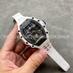 RM Factory Richard Mille RM 21-02 Tourbillon 43mm White Ceramics Whi (3) RM Factory Richard Mille RM 21-02 Tourbillon 43mm White Ceramics White Rubber Strap Arabic numerals Skeletonized Black Dial