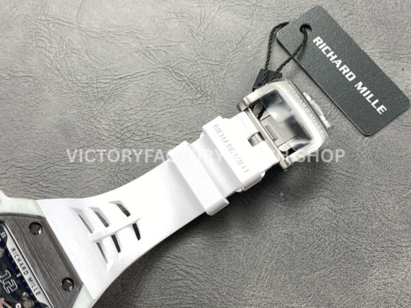 RM Factory Richard Mille RM 21-02 Tourbillon 43mm White Ceramics Whi (4) RM Factory Richard Mille RM 21-02 Tourbillon 43mm White Ceramics White Rubber Strap Arabic numerals Skeletonized Black Dial