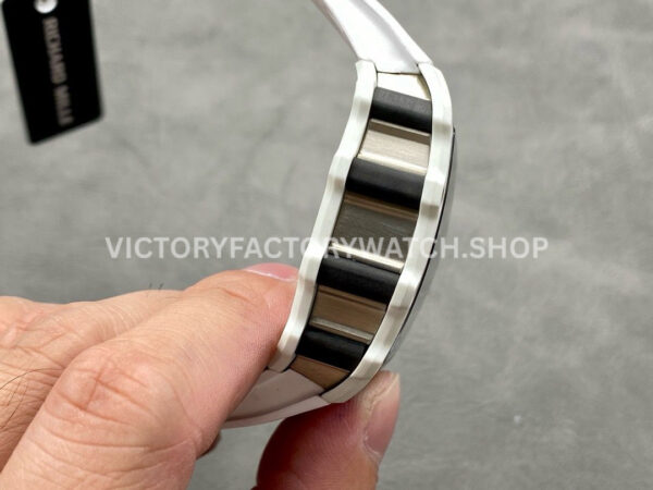 RM Factory Richard Mille RM 21-02 Tourbillon 43mm White Ceramics Whi (8) RM Factory Richard Mille RM 21-02 Tourbillon 43mm White Ceramics White Rubber Strap Arabic numerals Skeletonized Black Dial