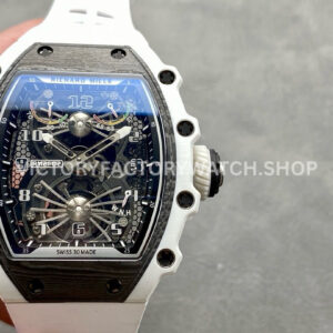 RM Factory Richard Mille RM 21-02 Tourbillon 43mm white ceramics white rubber strap Arabic numerals skeletonized black dial