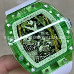 RM Factory Richard Mille RM 26-01 44mm Green Synthetic Crystal White Rubber Strap Panda Skeletonized White Dial