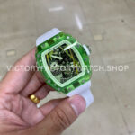 RM Factory Richard Mille RM 26-01 44mm Green Synthetic Crystal White Rubber Strap Panda Skeletonized White Dial