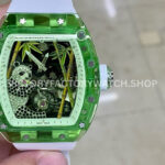 RM Factory Richard Mille RM 26-01 green synthetic crystal white rubber strap panda skeletonized white dial