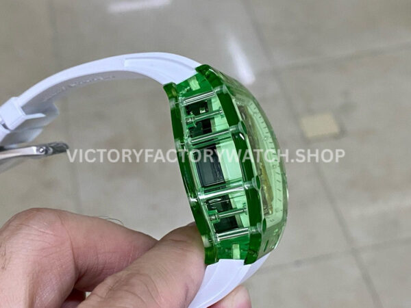RM Factory Richard Mille RM 26-01 44mm Green Synthetic Crystal White Rubber Strap Panda Skeletonized White Dial