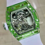 RM Factory Richard Mille RM 26-01 44mm Green Synthetic Crystal White Rubber Strap Panda Skeletonized White Dial
