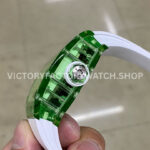 RM Factory Richard Mille RM 26-01 44mm Green Synthetic Crystal White Rubber Strap Panda Skeletonized White Dial