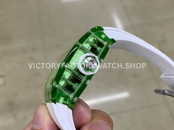 RM Factory Richard Mille RM 26-01 44mm Green Synthetic Crystal White Rubber Strap Panda Skeletonized White Dial
