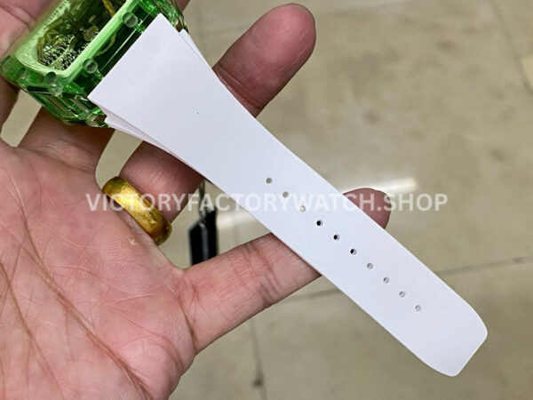 RM Factory Richard Mille RM 26-01 44mm Green Synthetic Crystal White Rubber Strap Panda Skeletonized White Dial