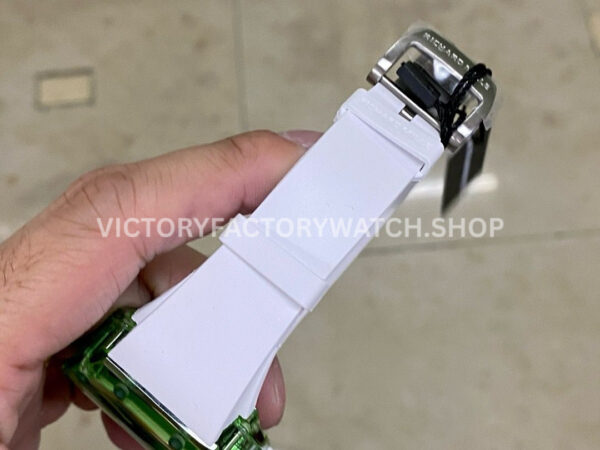 RM Factory Richard Mille RM 26-01 44mm Green Synthetic Crystal White Rubber Strap Panda Skeletonized White Dial
