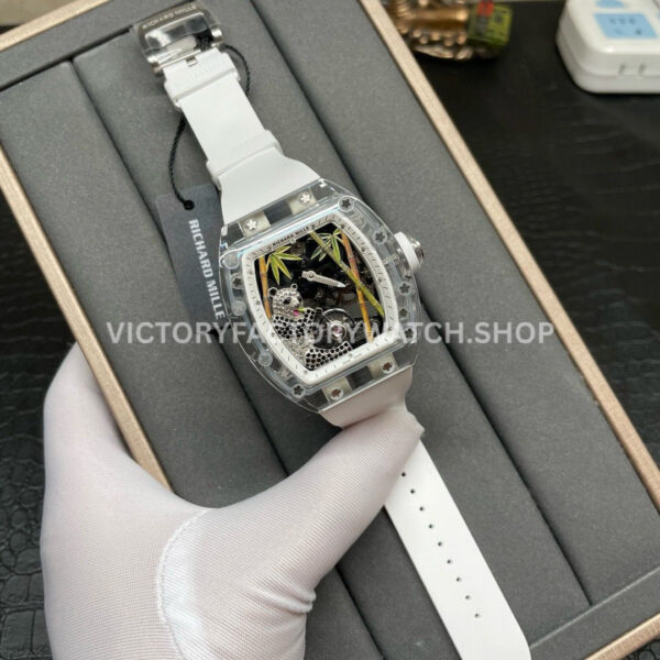 RM Factory Richard Mille RM 26-01 44mm Synthetic Crystal White Rubber Strap Panda Skeletonized White Dial