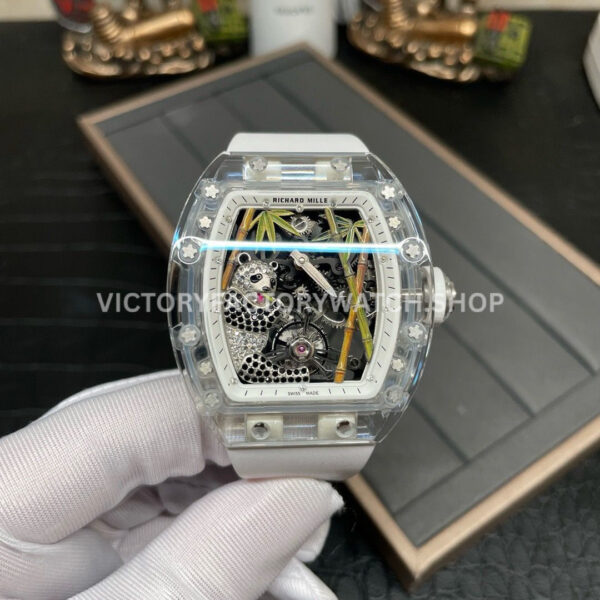 RM Factory Richard Mille RM 26-01 synthetic crystal white rubber strap panda skeletonized white dial