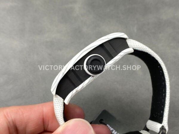RM Factory Richard Mille RM 27-02 43mm White Carbon Fiber White Canvas Strap Tourbillon Skeletonized Dial
