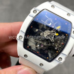 RM Factory Richard Mille RM 27-02 43mm White Carbon Fiber White Canvas Strap Tourbillon Skeletonized Dial