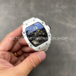 RM Factory Richard Mille RM 27-02 43mm White Carbon Fiber White Canvas Strap Tourbillon Skeletonized Dial