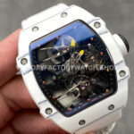 RM Factory Richard Mille RM 27-02 43mm White Carbon Fiber White Canvas Strap Tourbillon Skeletonized Dial