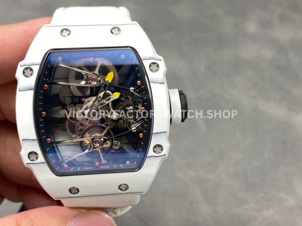 RM Factory Richard Mille RM 27-02 white carbon fiber white canvas strap tourbillon skeletonized dial