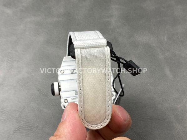 RM Factory Richard Mille RM 27-02 43mm White Carbon Fiber White Canvas Strap Tourbillon Skeletonized Dial