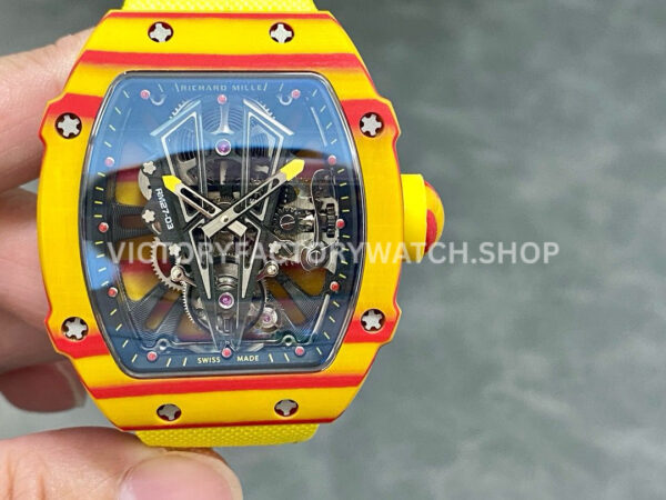 RM Factory Richard Mille RM 27-03 Rafael Nadal yellow carbon fiber textile strap tourbillon skeletonized dial
