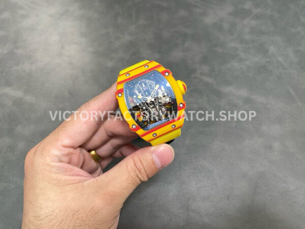 RM Factory Richard Mille RM 27-03 Rafael Nadal Tourbillon 47.77mm Yellow Carbon Fiber Textile Strap Skeletonized Dial